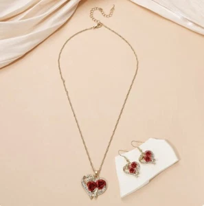 Creative Love Rose Herz Anhänger Halskette für Frauen exquisit Zirkon für immer - Bild 1 von 12