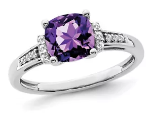 1.75 Carat (ctw) Cushion-Cut Amethyst Ring in 14K White Gold - Picture 1 of 4