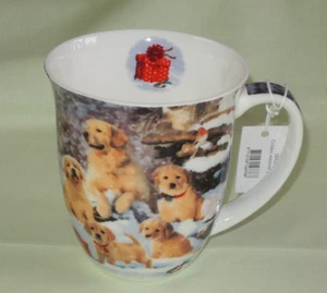 1x Porzellan Tassen Golden Retriever Weihnachten Ambiente 0,4l Becher groß Hunde - Picture 1 of 6