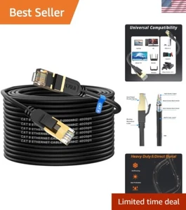 High-Performance 100FT Cat 8 Internet Cable - Weatherproof & Long-Distance Ready - Picture 1 of 10