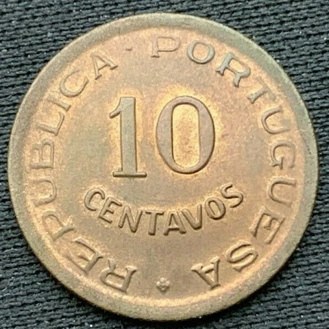 1949 Portugal Angola 10 Centavos Coin XF    Better Grade World Coin      #K586 Cover