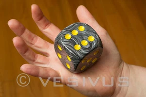 DICE VORTEX BLACK - JUMBO d6 Big Large GIGANTIC HUMONGOUS 50mm DV5028 - OOP - Picture 1 of 1
