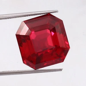 AAA Natural Flawless Mozambique Red Ruby Loose Asscher Cut Gemstone 12x12 MM - Picture 1 of 4