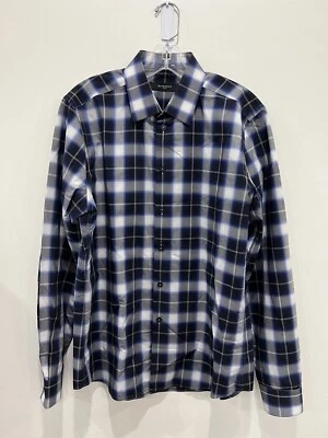 复古 Givenchy Paris 男式格子蓝色长袖连衣裙 — 第 1/4 张图片