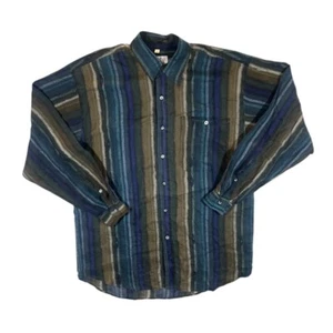 Vintage Pure Silk Abstract Striped 100% Silk Long Sleeve Shirt Small L XL - Picture 1 of 4