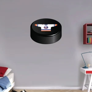 Disco de hockey de los New York Islanders NHL camisa blanca logotipo arte decoración de pared -12"" o 25"" - Imagen 1 de 1