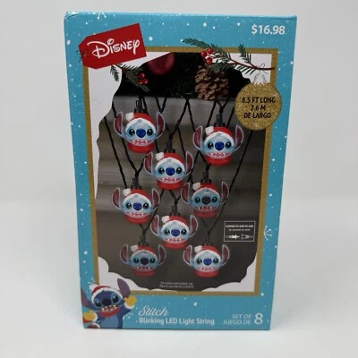 Disney Christmas Santa Stitch Blinking Holiday LED String Lights Set Of 8 - Image 1 of 3