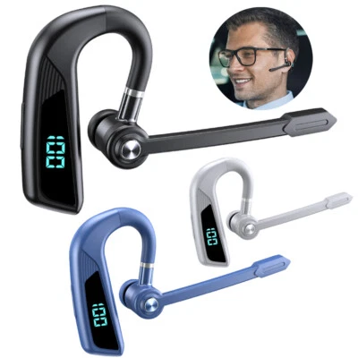Wireless Bluetooth Earphone LED Display Noise Cancelling Stereo Headset Ear hook - Image 1 of 4