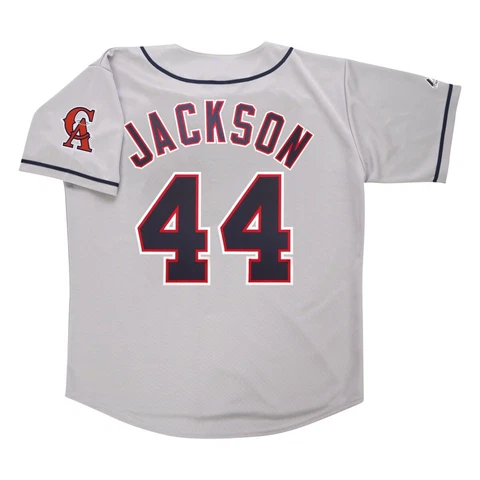Reggie Jackson California Angels Grey Road Men's Throwback Jersey w/ Team Patch Cover