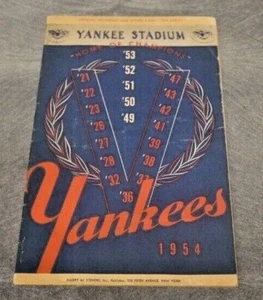 1954 NEW YORK YANKEES PROGRAM SCORECARD VS THE BOSTON RED SOX MLB BASEBALL RARE - Picture 1 of 8
