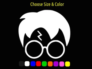 HARRY POTTER with Lightening Bolt Scar Vinyl Decal Sticker CHOOSE SIZE COLOR - Picture 1 of 3
