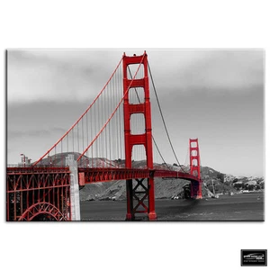 Golden Gate Bridge Wahrzeichen BOX GERAHMT LEINWAND KUNST Bild HDR 280 g/m² - Bild 1 von 1