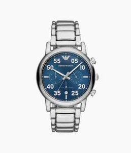 Emporio Armani Chronograph Stainless Steel Blue Dial Men's Watch - Picture 1 of 4