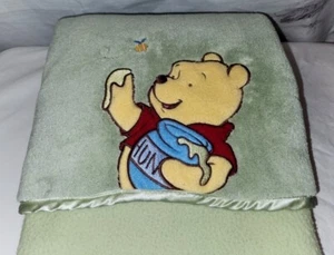 Disney Winnie The Pooh Baby Blanket Bumble Bee Green Honey Pot - Picture 1 of 11