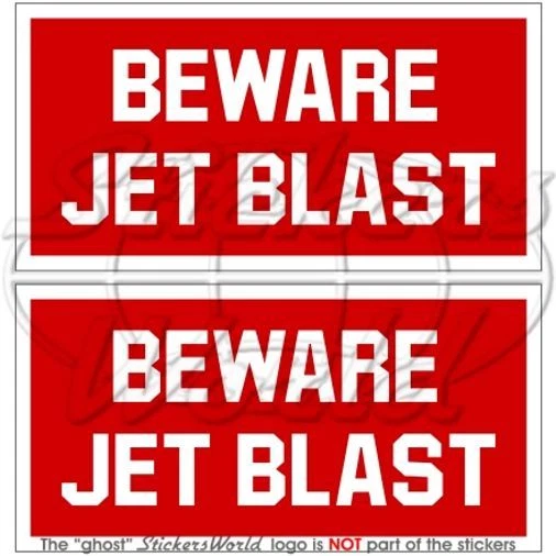 BEWARE JET BLAST Flugzeug Hubschrauber USAF RAF NATO 75mm Aufkleber x2 Stickers - Bild 1 von 1