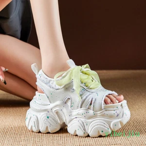 2025 Summer Women's Platform Wedge Heel Sport Sandals Peep Toe Roman Shoes Beach - Picture 1 of 5