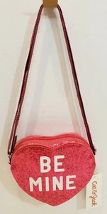 Cat & Jack Girls Be Mine Valentines Day Glittery Pink Heart Crossbody Purse NWT - Picture 1 of 7