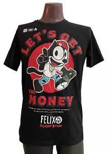 Reason Clothing TShirt Felix the Cat Mens Large Black Cartoon Cat Short Sleeves - Picture 1 of 6