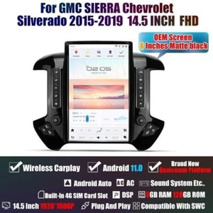 Android Tesla Radio For Chevrolet Silverado Gmc Sierra 2015-2019 Gps Screen - Picture 1 of 10