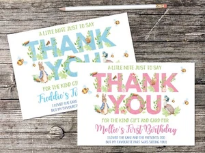 10 Personalised Peter Rabbit Photo Thank You Cards l / Birthday / Christening - Picture 1 of 1