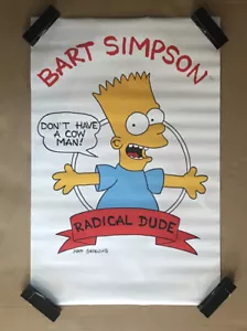 Póster de colección original 1989 Bart Simpson dibujos animados tipo radical recuerdos de TV - Imagen 1 de 9