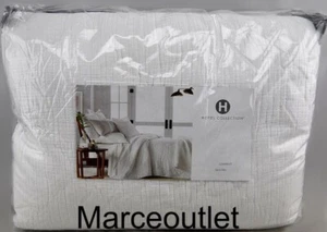 Hotel Collection Linen Blend Dobby Diamond FULL / QUEEN Coverlet Set White - Picture 1 of 5