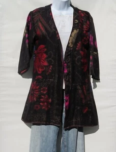 Kimono Jacket Boho 60s 3/4 Sleeve Handmade Yak Wool Blend S - Picture 1 of 4
