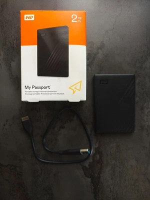 Western Digital My Passport 2TB Festplatte externe HDD schwarz Storage USB - Bild 1 von 4