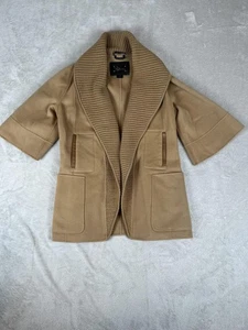 Mackage Jacke Damen klein Wolle Lederbesatz Schalkragen Kurzarm Mantel - Bild 1 von 14