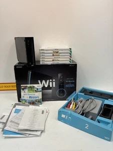 Pacchetto console Nintendo Wii nera in scatola + Wii Sports Resort e 6 giochi testati - Foto 1 di 5