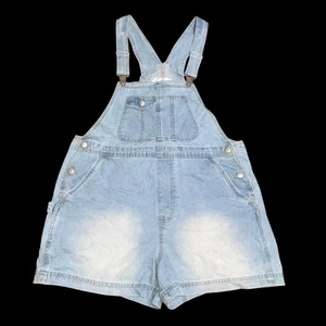 No Boundaries Womens Size XL 15-17 Short Denim Jean Overalls Blue Faded Buckle - Picture 1 of 11