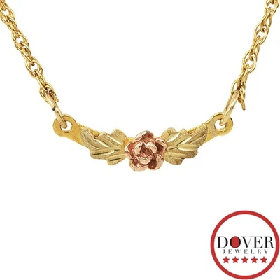 Estate Multi Tone Gold Textured Floral Necklace 1.9 Grams NR - Image 1 of 4