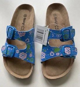 Damen Bio-Pantolette, Gr.39, Schnallen-Verschluss blau-multicolor, Lederfussbett - Bild 1 von 4