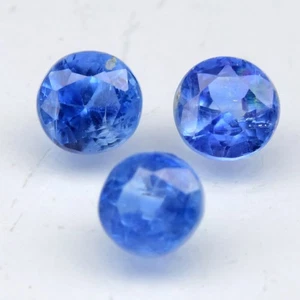 💎 2.24ct 3pcs Lot Round Natural Blue Kyanite - Untreated Nepal Gemstone - Picture 1 of 4