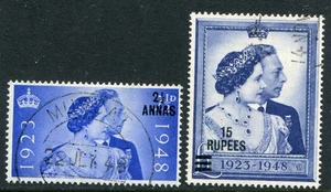 PO británico en Arabia Oriental 1948 boda de plata SG 25-26 usado (cat. 54€) - Imagen 1 de 1