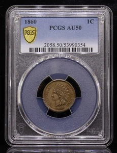 1860 Indian Penny PCGS AU50 - Picture 1 of 4