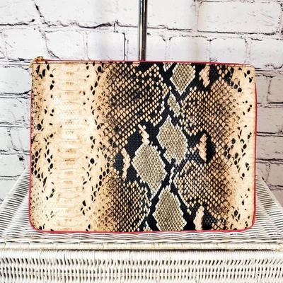 Estee Lauder Faux Leather Snakeskin Cosmetic/ Make Up MULTI-USE Zipper Pouch Bag - Image 1 of 4