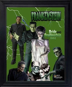 MONSTRUOS UNIVERSALES FRANKENSTEIN RARO Jaye Metcalfe RETRATO ARTE IMPRESIÓN GICLEE - Imagen 1 de 4