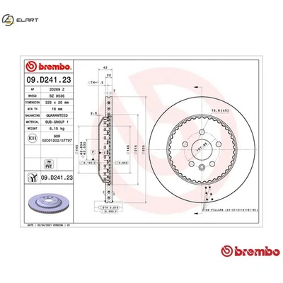 2x BRAKE DISC 09.D241.23 FOR LAND ROVER DISCOVERY/SPORT/VAN RANGE/EVOQUE 1.5L - Image 1 of 4