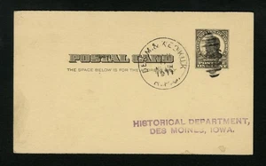 United States 1911 Postal Card UX19 Historical Department Of Iowa - Des Moines - Picture 1 of 2