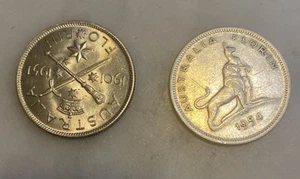 Australia: 1951 KGVI Federation, 1954 QEII Royal Visit 2/- Florin Nice Grade cir - Picture 1 of 4