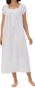 Eileen West White Cotton Lightweight Cap Sleeve Lace Nightgown Size XL - Picture 1 of 10