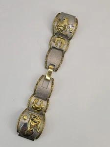 Vintage Silver/Gold-Tone Wolf & Rabbit Watch Strap Band With Clasp Elegant 18mm - Picture 1 of 7