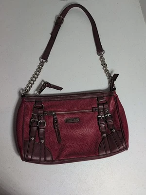 DANA BUCHMAN RED LEATHER SHOULDER MEDIUM SIZE HANDBAG PURSE - Image 1 of 4