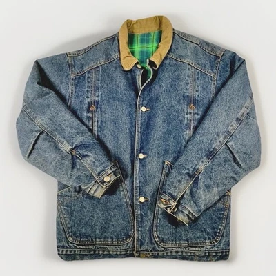 Abrigo Benetton Denim Vintage Tareas Forrado en Franela. YK2, Hecho en Italia Talla 48 Foto 1 de 4