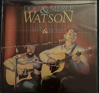 DOC & MERLE WATSON / LIVE & PICKIN' ~ 1979/  Bluegrass/ Folk Vinyl - Image 1 of 2