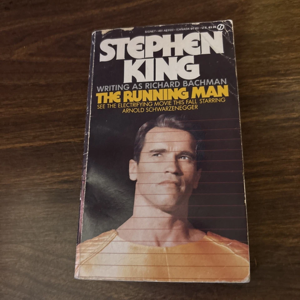 1982 Stephen King Running Man Vintage PB Bachman Movie Schwarzenegger Cover E74 Foto 1 de 4