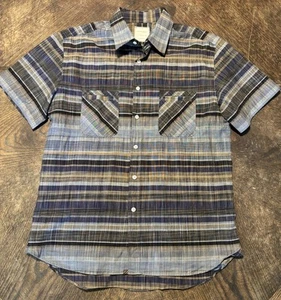 Billy Reid Shirt Mens Large Multicolor Plaid Button Up Short Sleeve Standard Cut - Picture 1 of 8