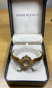 Anne Klein II zierliche goldfarbene Vintage-Quarzuhr mit Kristallzifferblatt neu in Box - Bild 1 von 7