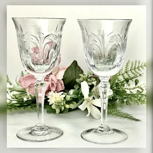 Tiffin-Franciscan  Chardonnay Wine Glasses Clear Blown Vintage Glass Set of 2 - Picture 1 of 9